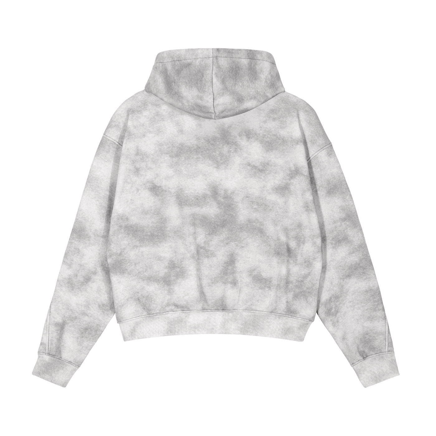Gray tie-dye hoodie on a white background