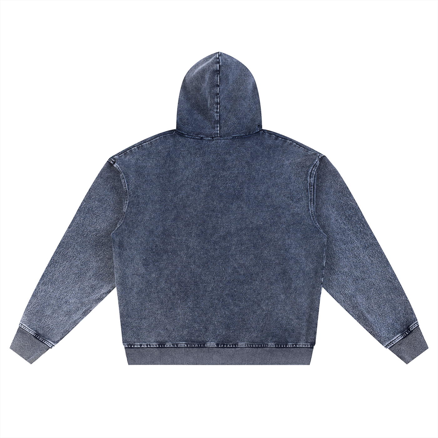 Stonewash Oversized Vintage Fade Hoodie - Mid Blue - Back
